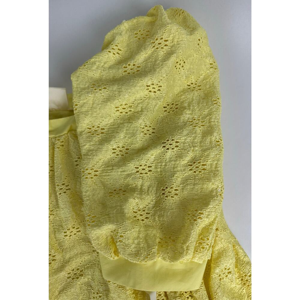 Maeve Anthropologie Medium Cotton Eyelet Lemon Yellow Babydoll Dress Coastal - Picture 12 of 12